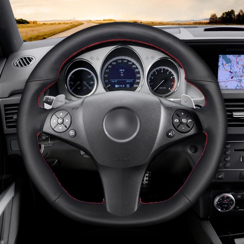 Loncky Auto Custom Fit OEM Black Genuine Leather Steering Wheel Covers